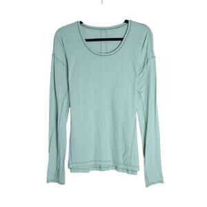 LULULEMON Long Sleeve Sweat Embrace Knit Top Heathered Opal Green Women's 12